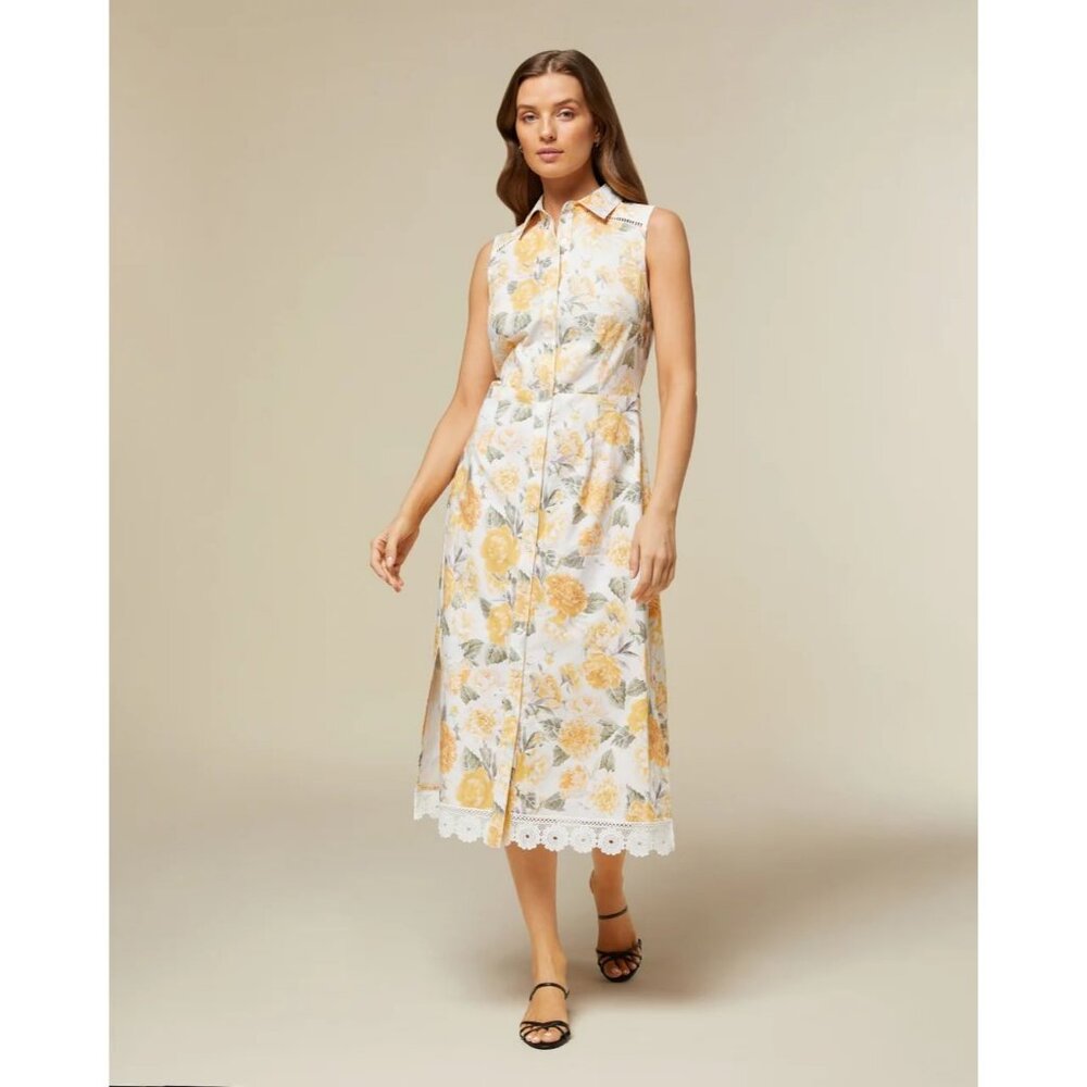 Rachel Parcell NWT Sleeveless Shirt Dress in Ivory Yellow size 12